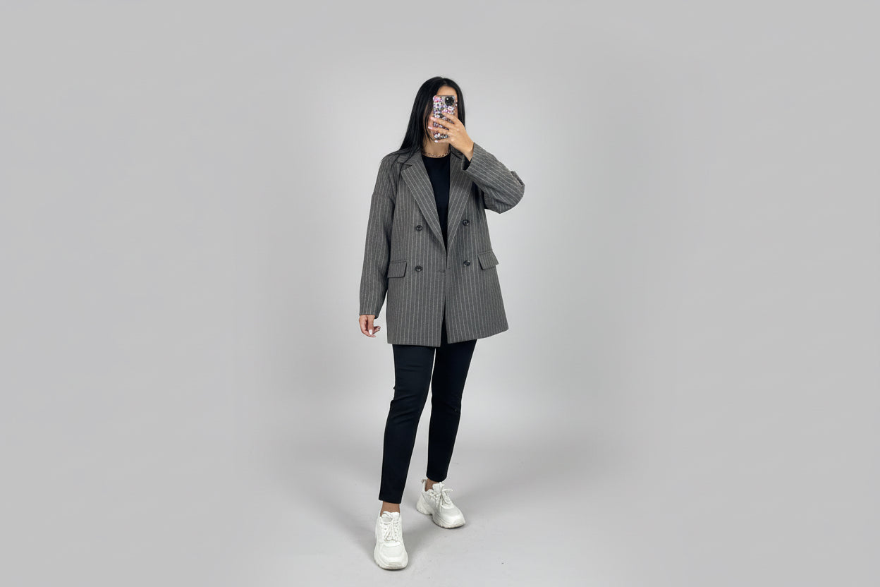 Blazer Rayures Femme – Chic et Décontracté avec Poches