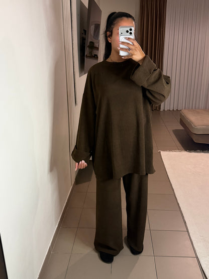 Ensemble Velours Femme Pull Oversize – Sophistication et Confort