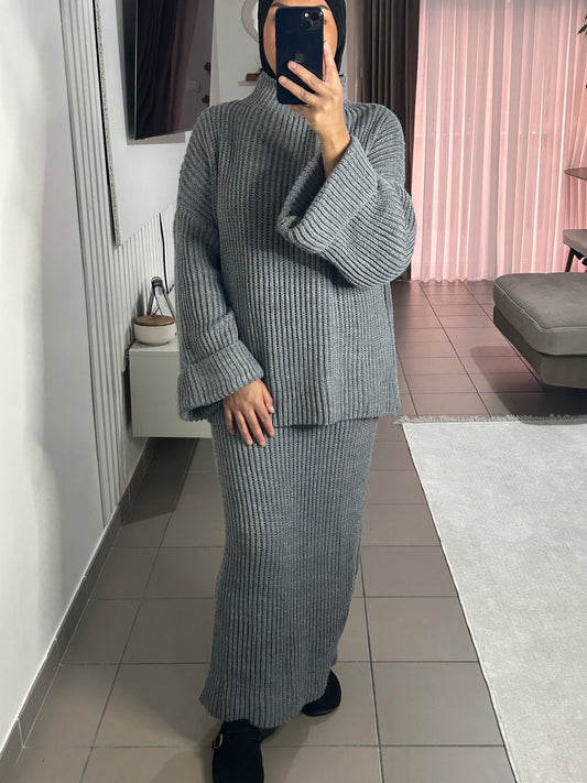 Ensemble Jupe en Grosse Maille de Laine Femme – Élégant