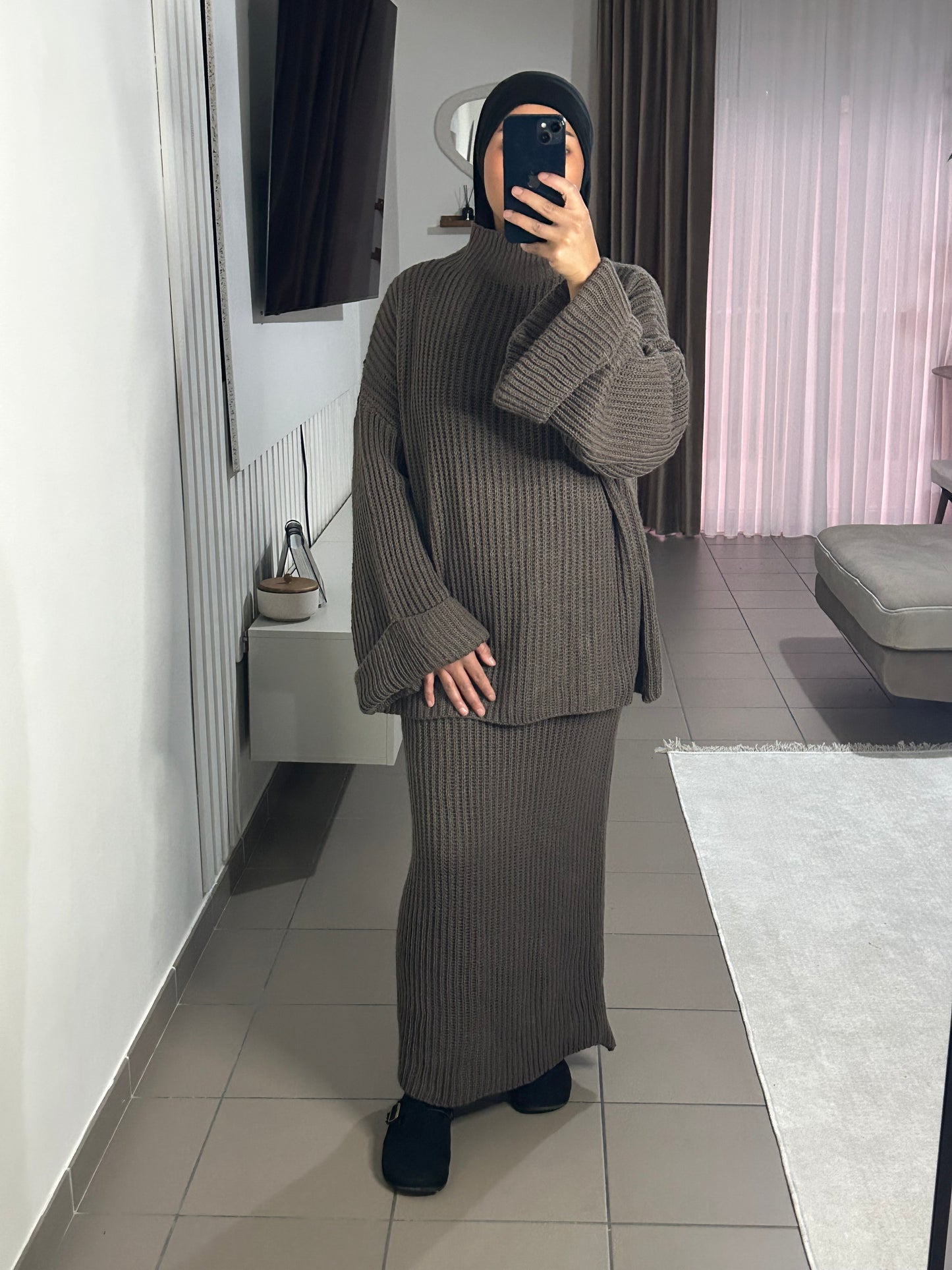 Ensemble Jupe en Grosse Maille de Laine Femme – Élégant