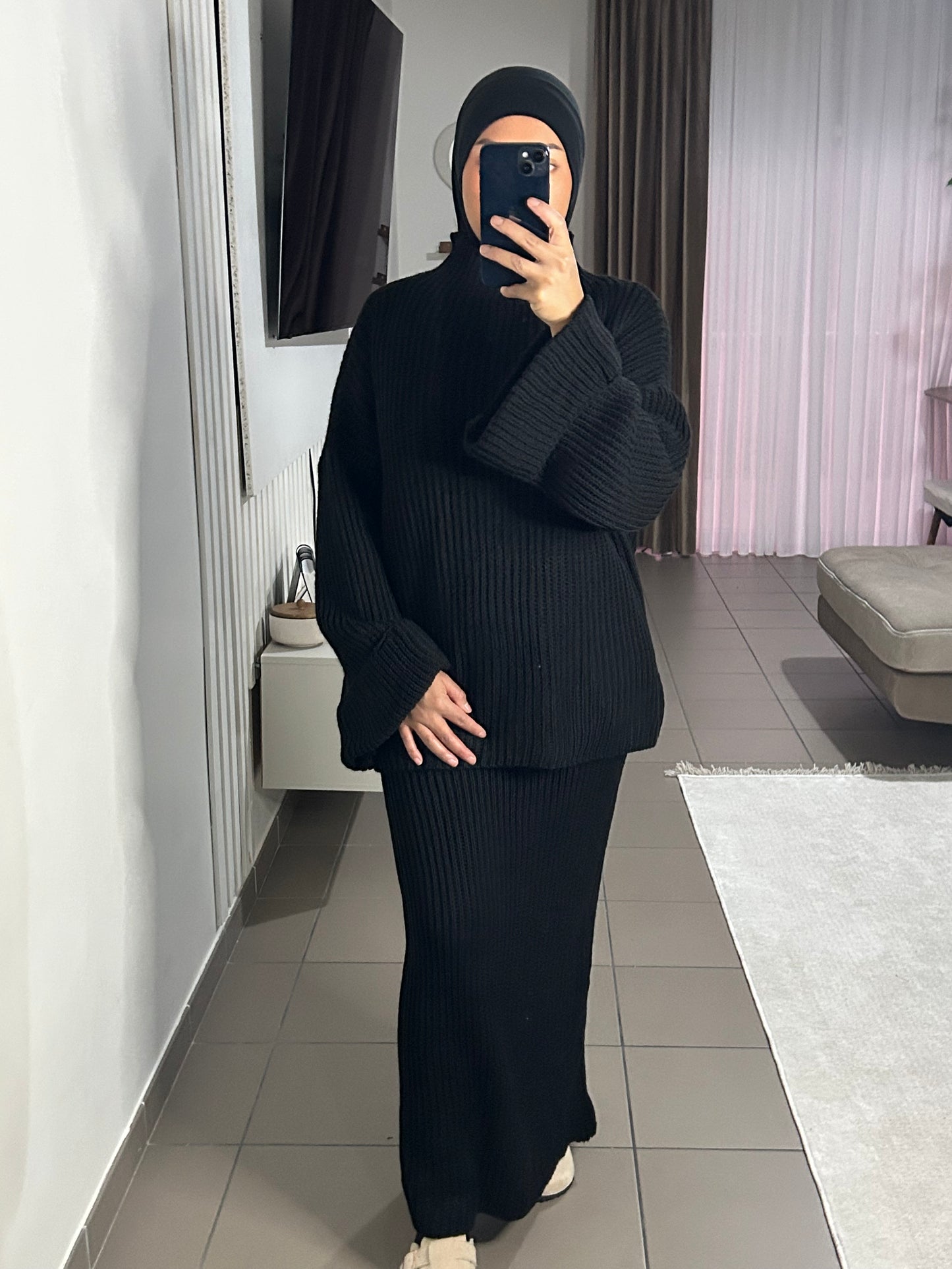 Ensemble Jupe en Grosse Maille de Laine Femme – Élégant
