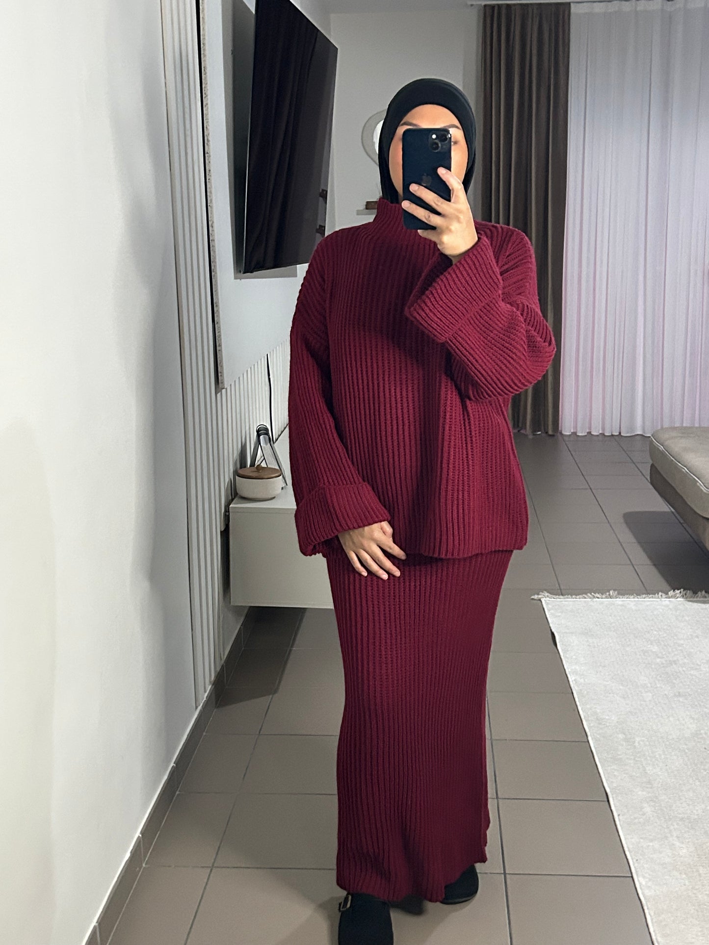 Ensemble Jupe en Grosse Maille de Laine Femme – Élégant