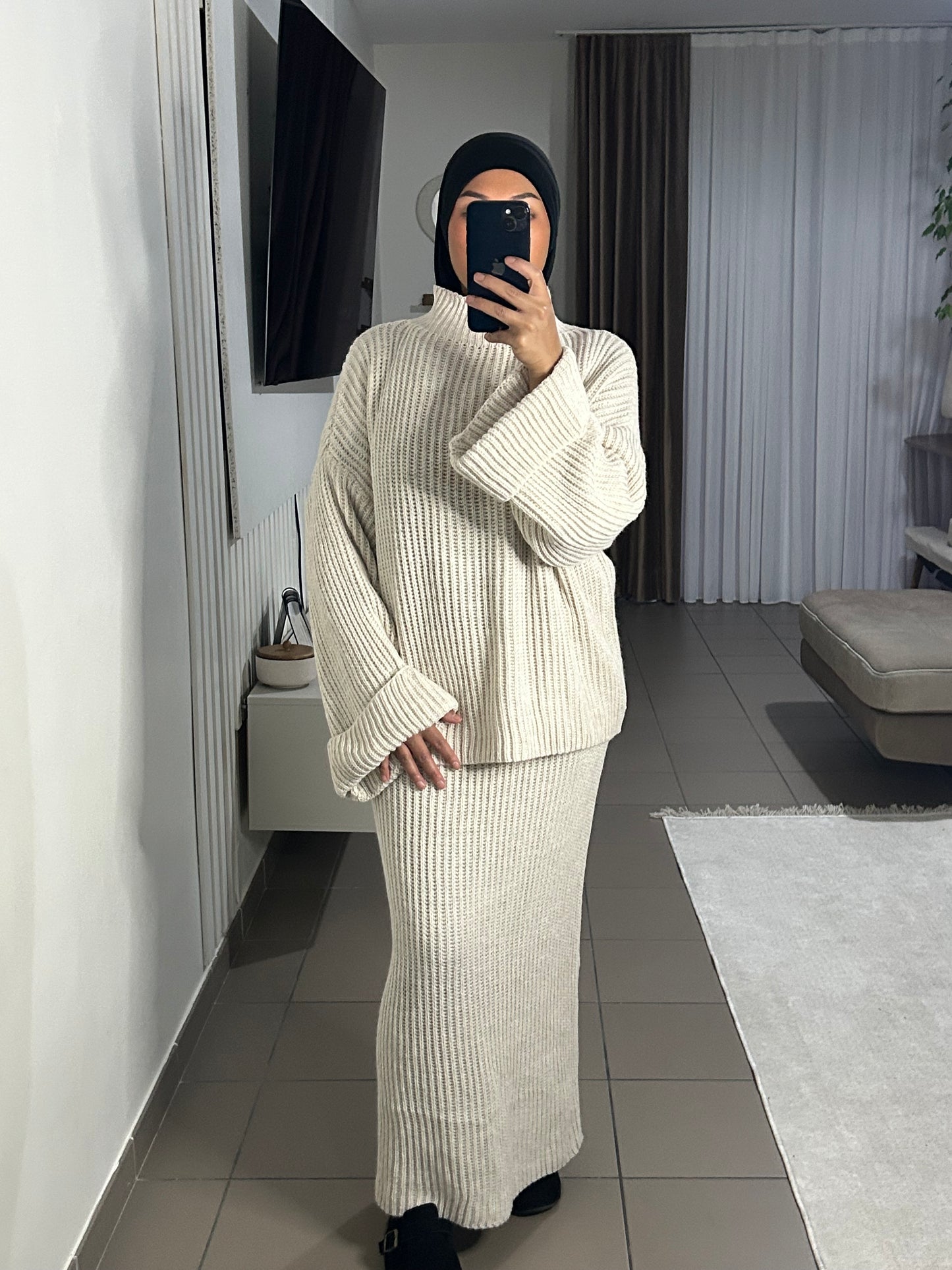 Ensemble Jupe en Grosse Maille de Laine Femme – Élégant