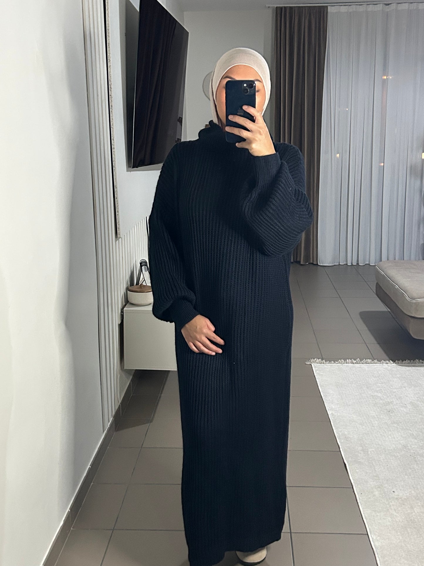 Robe Pull Femme en Maille de Laine Épaisse – Col Roulé