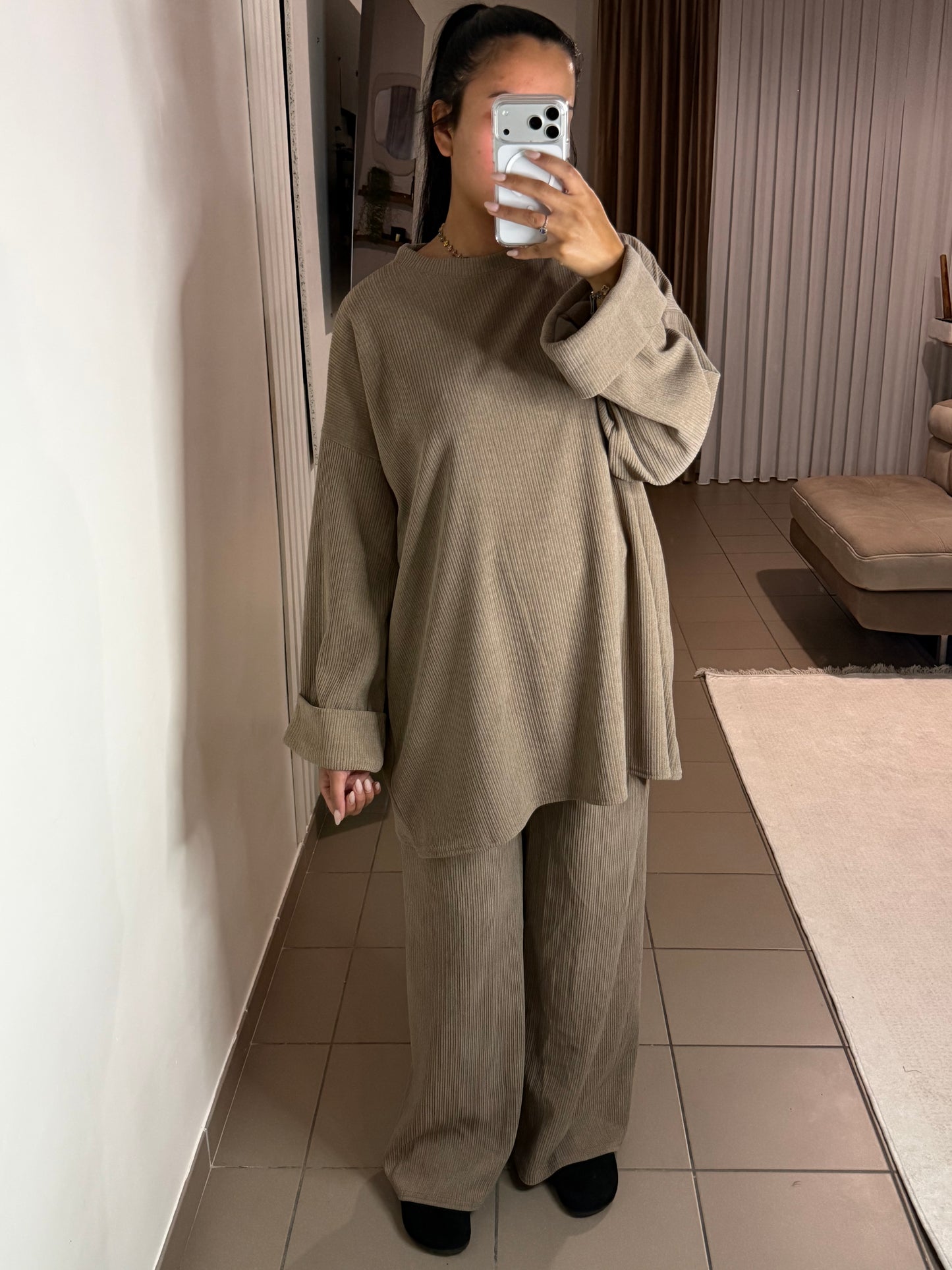 Ensemble Velours Femme Pull Oversize – Sophistication et Confort