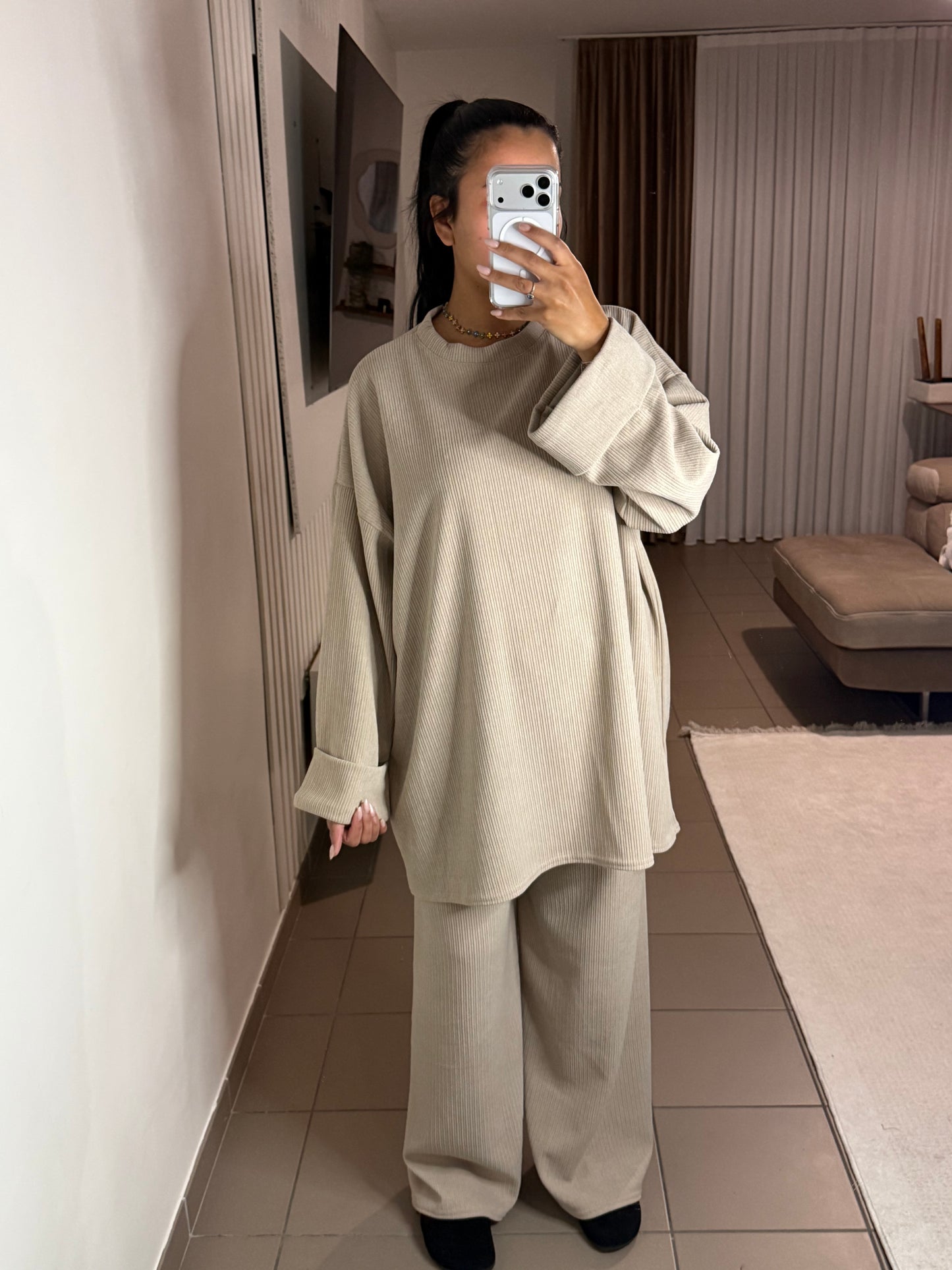 Ensemble Velours Femme Pull Oversize – Sophistication et Confort