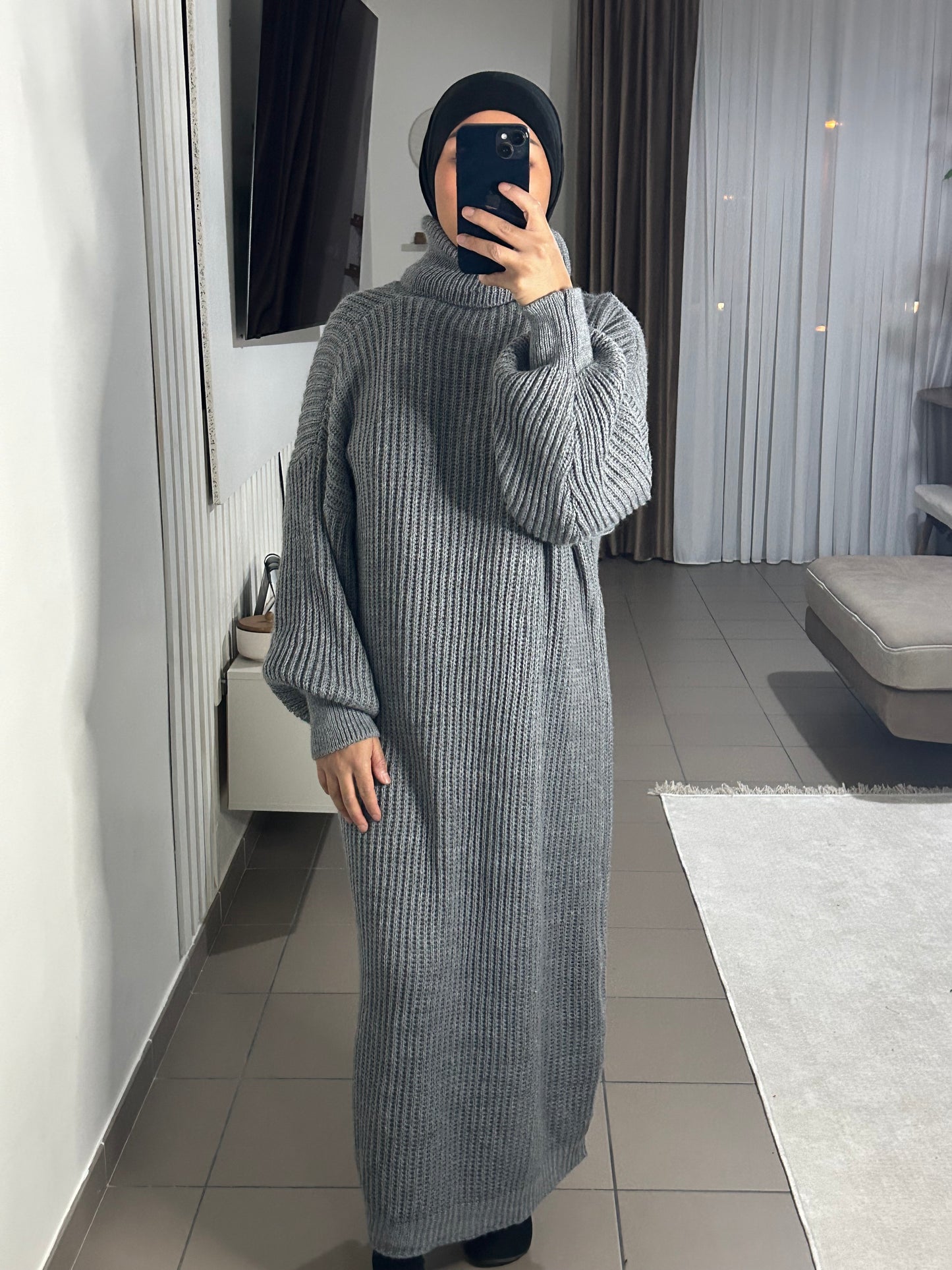 Robe Pull Femme en Maille de Laine Épaisse – Col Roulé
