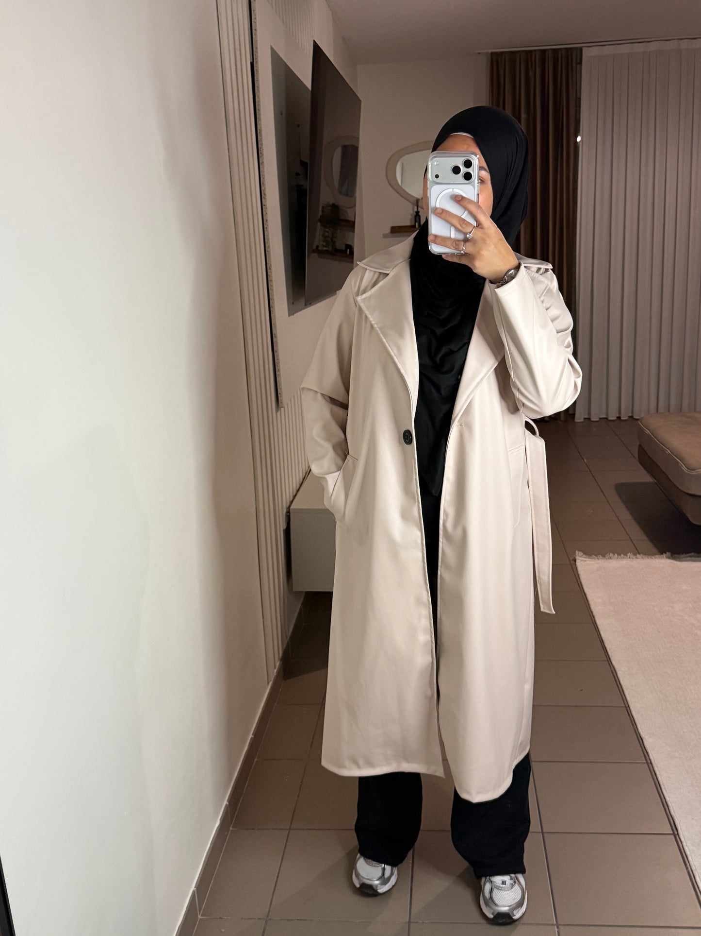 Trench Simili-Cuir Femme – Style Épuré et Intemporel