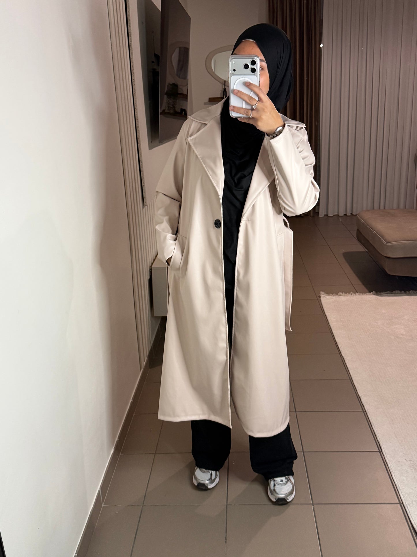 Trench Simili-Cuir Femme – Style Épuré et Intemporel