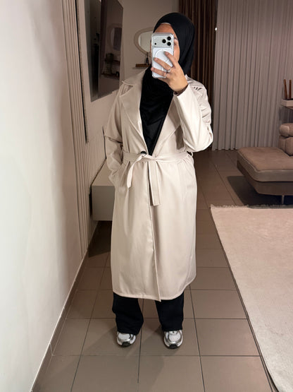 Trench Simili-Cuir Femme – Style Épuré et Intemporel