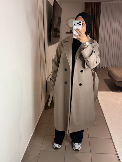Manteau Trench Femme avec Ceinture Ajustable – Style Intemporel