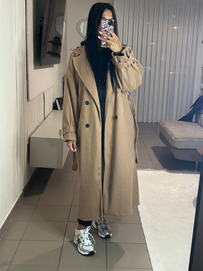 Manteau Trench Femme avec Ceinture Ajustable – Style Intemporel