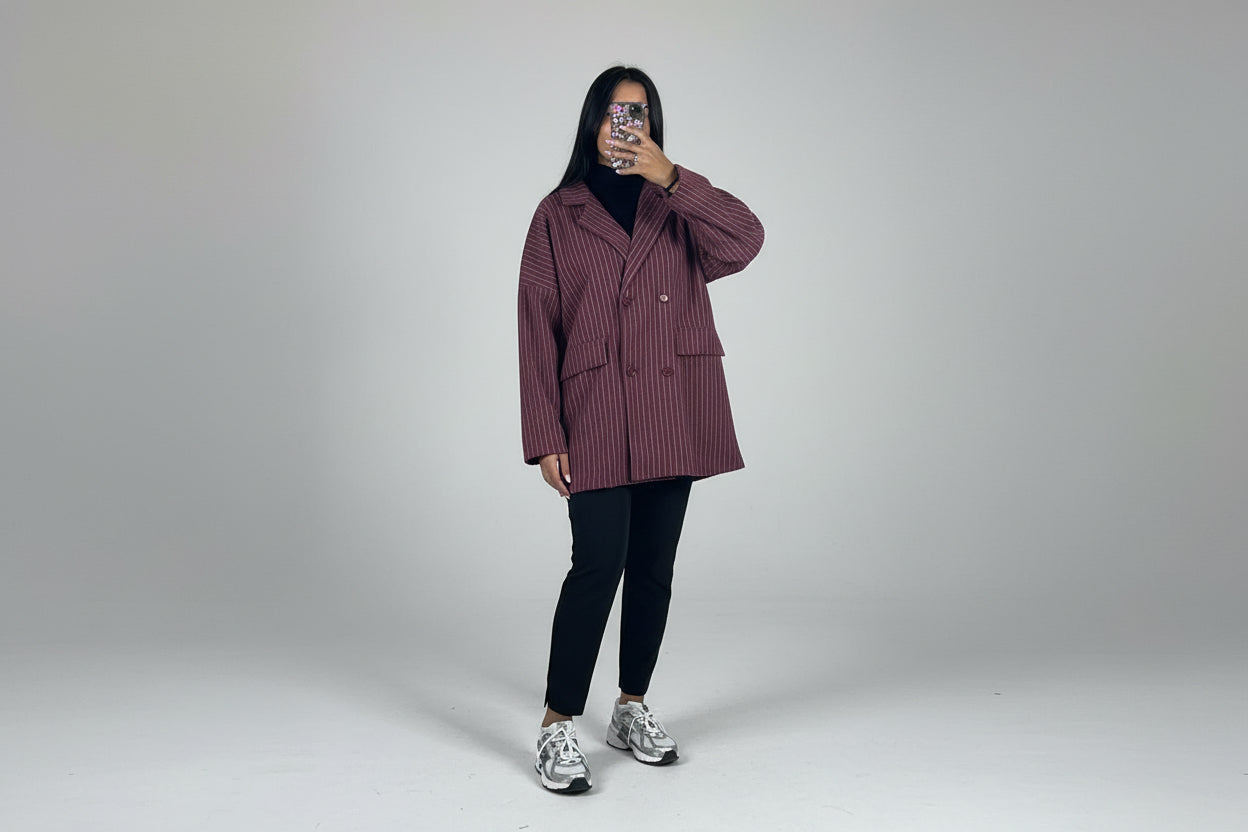 Blazer Rayures Femme – Chic et Décontracté avec Poches