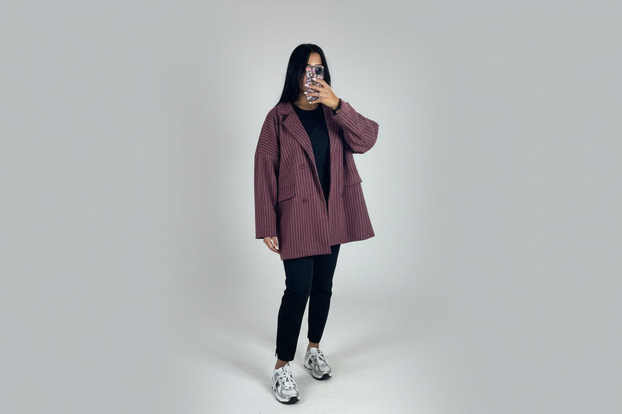 Blazer Rayures Femme – Chic et Décontracté avec Poches