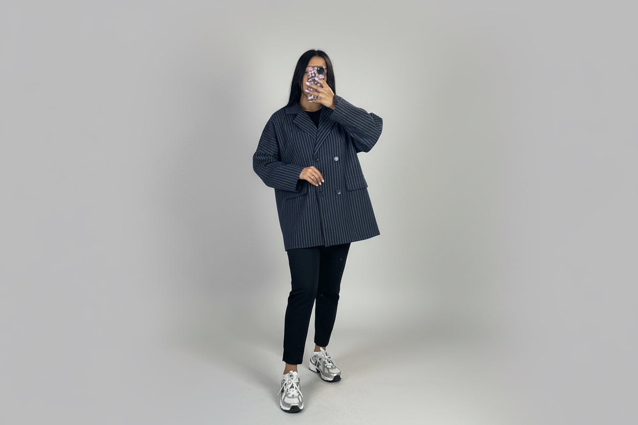 Blazer Rayures Femme – Chic et Décontracté avec Poches