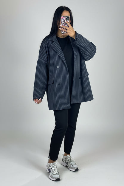 Blazer Rayures Femme – Chic et Décontracté avec Poches