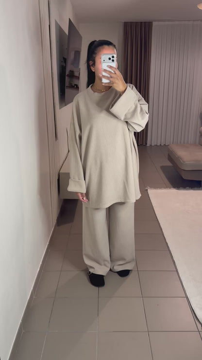 Ensemble Velours Femme Pull Oversize – Sophistication et Confort