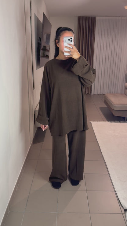 Ensemble Velours Femme Pull Oversize – Sophistication et Confort