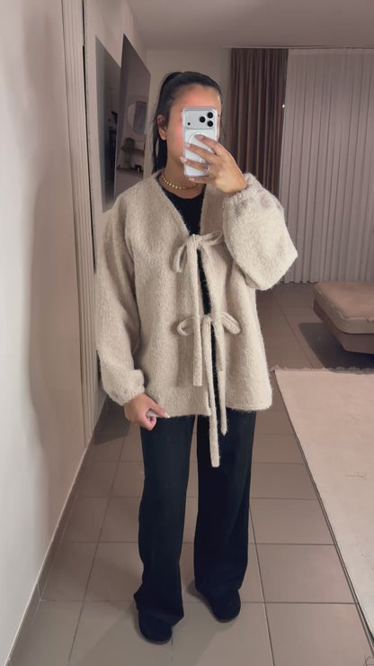 Gilet à Nœud Femme Style Bohème Chic – Doux et Duveteux